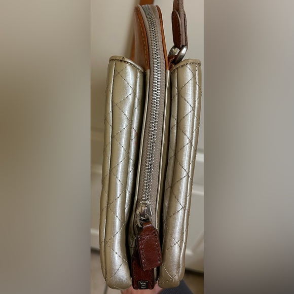 Consuela Candy Crush Quilted Metallic Champagne Slim Crossbody Bag Retired - Picture 6 of 16